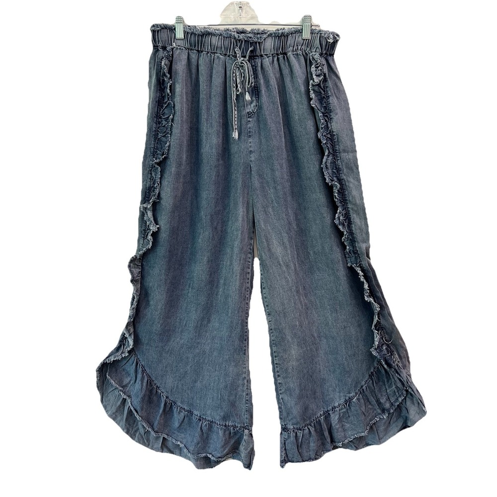 Easel Los Angeles Denim Look Wide Leg Pants Boho Lagenlook Size 2x NEW!